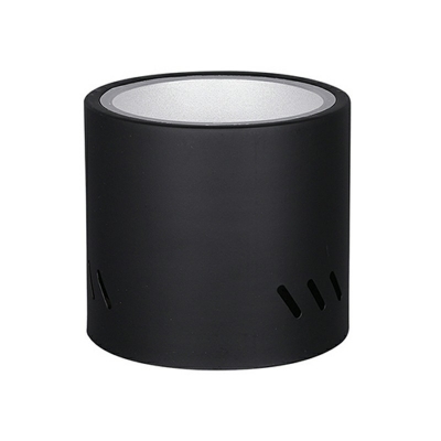 1 Light Cylinder Flush Ceiling Light Modern Style Metal Flushmount Lighting in Black