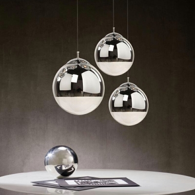 1-Light Hanging Lights Contemporary Style Globe Shape Metal Pendant Lighting