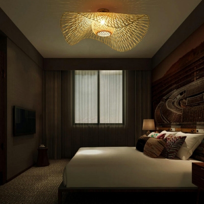 1 Light Modern Flush Mount Ceiling Lighting Fixture Asian Close to Ceiling Lamp for Bedroom
