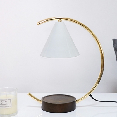 1-Light Nightstand Lamp Contemporary Style Cone Shape Metal Brass Table Lamps (without Aromatherapy Candles)