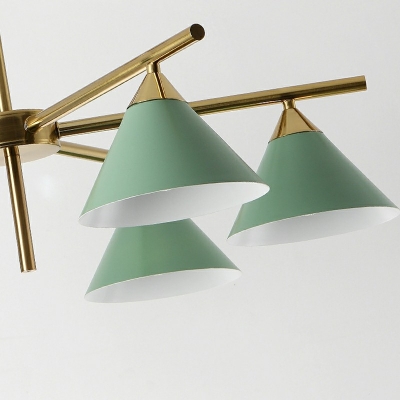 10-Light Chandelier Light Contemporary Style Cone Shape Metal Pendant Lighting