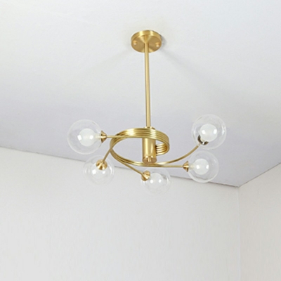5-Light Pendant Lighting Minimalist Style Globe Shape Glass Ceiling Hung Fixture