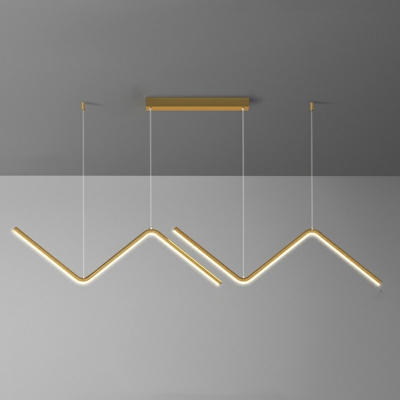 Contemporary Acrylic Island Lighting Fixtures Linear Metal Chandelier Light Fixture