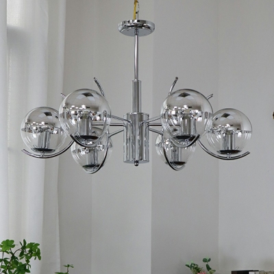 Contemporary Globe Chandelier Lights Glass Chandelier Light Fixture in Silver