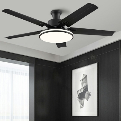 Contemporary Semi Mount Ceiling Fan Light Metal Ambient Dining Room Light Fixtures