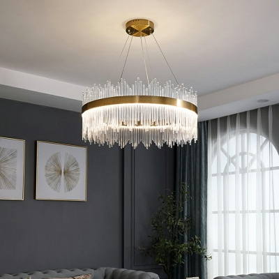 Contemporary Third Gear Circular Chandelier Light Fixtures Glass Ceiling Chandelier