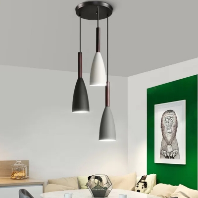 Funnel Pendant Ceiling Lights Modern Style Metal 1-Light Hanging Light Fixtures in Black