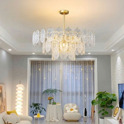 Glass Chandelier Lighting Fixtures Gold Pendant Light for Living Room