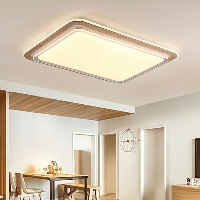 Minimalism Style LED Flush Mount Light Wood Geometric Flush Mount Ceiling Light for Bedroom