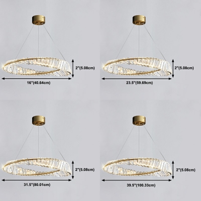 1-Light Chandelier Light Contemporary Style Circle Shape Metal Third Gear Suspension Light