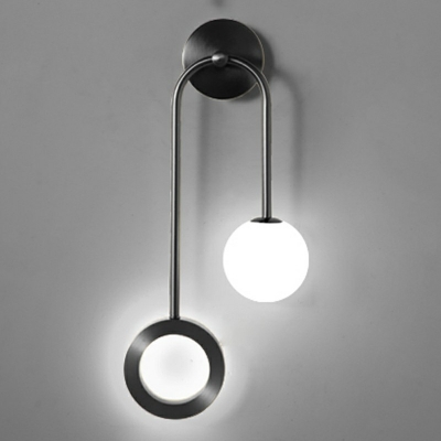 2 Light Spherical Wall Mounted Light Fixture Glass and Metal Wall Sconce Lighting