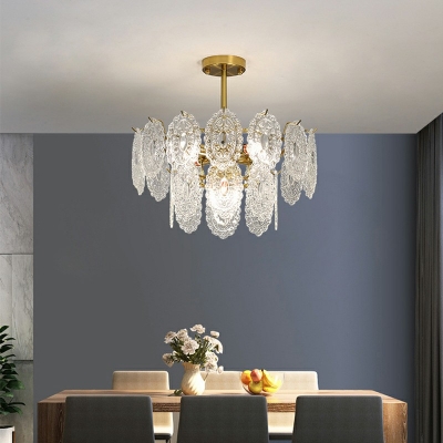 4-Light Hanging Light Fixture Modernism Style Geometric Shape Metal Pendant Chandelier