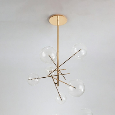 6-Light Hanging Light Fixture Simple Style Globe Shape Glass Chandelier Lighting Fixture