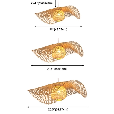 Asian Pendant Lighting Bamboo 1-Light Pendant Light Fixtures in Natural