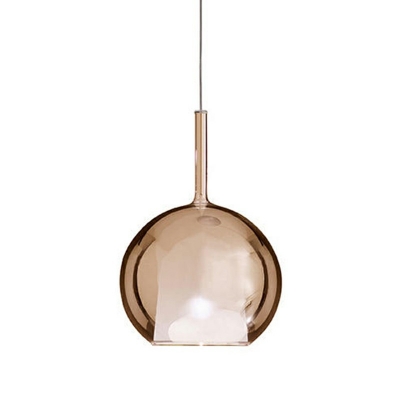 Copper Spherical Pendant Lights Modern Style Mirror Glass 1 Light Pendant Light Fixture
