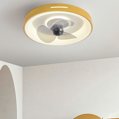 Geometric Ceiling Fan Light 1-Light Metal LED Ceiling Fan for Children’s Room