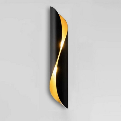 Metal Curved Sconce Light Fixture Modern Style 1 Light Wall Light Sconce in Black