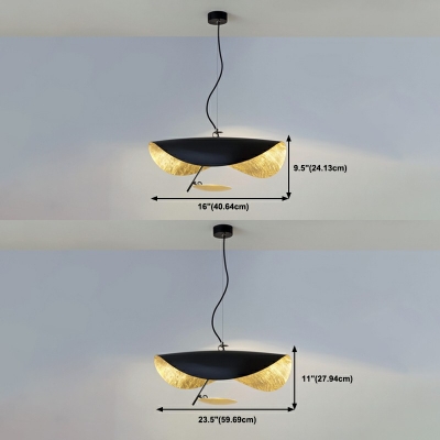 Mid Century Warm Light Modern Curved Hanging Ceiling Light Metallic Hanging Chandelier Lighting