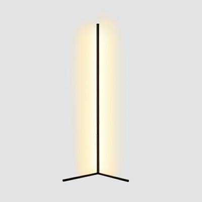 Modern Style Linear Floor Lamp Metal 1-Light Led Floor Stand Light in Black