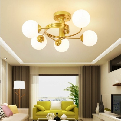 Modern Style Round Flush Ceiling Light Metal 5-Lights Flush Mount Lights in Gold