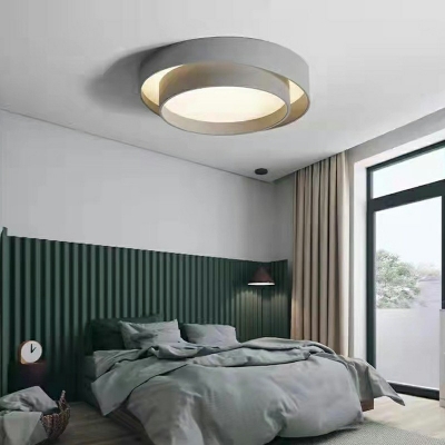 Modern Style Round Flush Mount Lighting Metal 1 Light Flush Light Fixtures for Bedroom