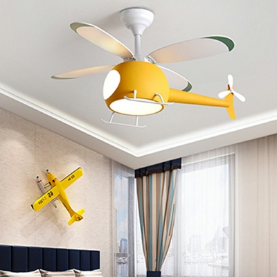 Plane LED Flush Mount Fan Light Modern Style Acrylic Flush Ceiling Light for Children's room
