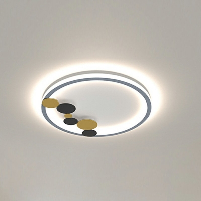 1-Light Ceiling Mount Chandelier Contemporary Style Ring Shape Metal Flush Light Fixtures
