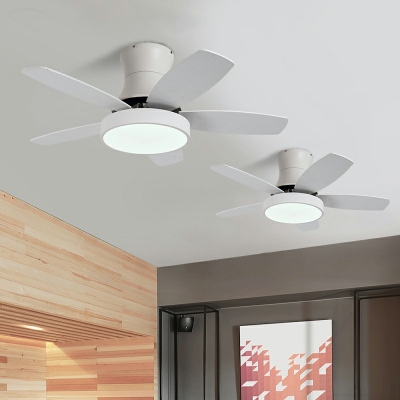 1-Light Ceiling Fan Light Fixture Modernism Style Metal Third Gear Semi Flush Mount Light