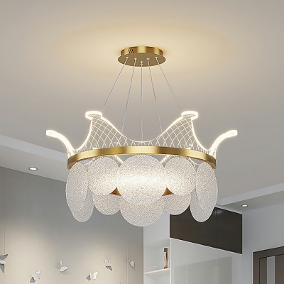 1-Light Hanging Lamp Kit Modernist Style Round Shape Metal Chandelier Light