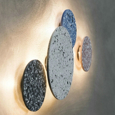 1-Light Sconce Lights Minimalist Style Round Shape Stone Warm Light Wall Mounted Lighting