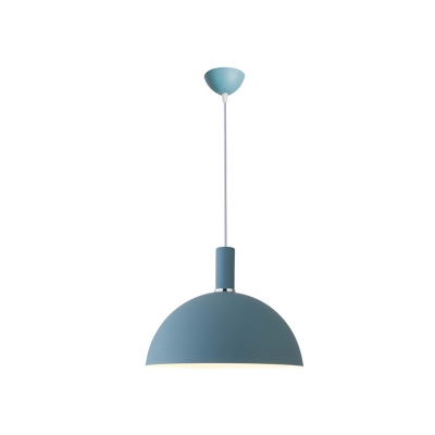 1 Light Swell Pendant Ceiling Lights Modern Style Metal Hanging Lamp Kit in Blue
