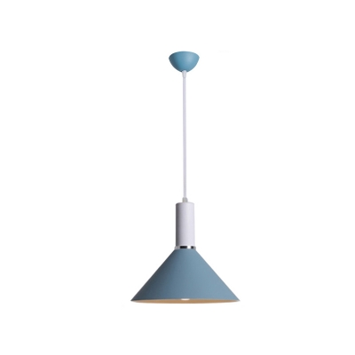 1 Light Swell Pendant Ceiling Lights Modern Style Metal Hanging Lamp Kit in Blue