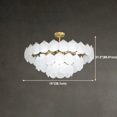 4-Light Chandelier Light Contemporary Style Shell Shape Metal Pendant Lighting