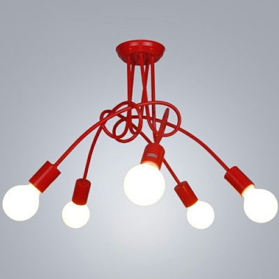 5-Light Hanging Light Fixture Contemporary Style Line Shape Metal Pendant Lighting
