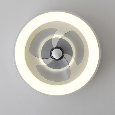 Acrylic Semi Flush Mount Lighting Living Room LED Ceiling Fan Lamp