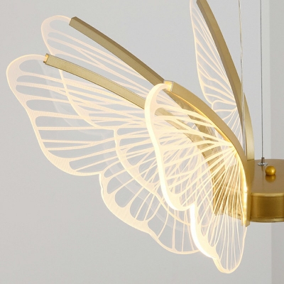 Butterflies Chandelier Lights Modern Metal Chandelier Lighting in Gold