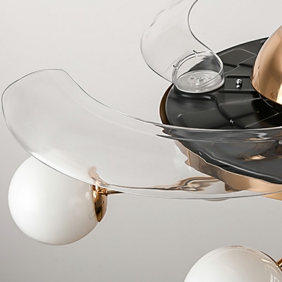 Contemporary Semi Mount Ceiling Fan Lighting Metal Ambient Light Fixtures for Bedroom