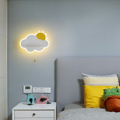 LED Wall Mounted Light Fixture Modern Kid's Room Flush Mount Wall Sconce