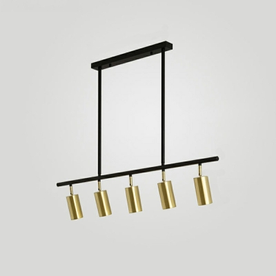 Linear Meatl Hanging Island Lights Gold Chandelier Light Fixture for Living Room