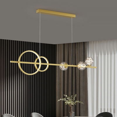 Simple Globe Island Chandelier Lights Metal and Glass Pendant Lighting Fixtures