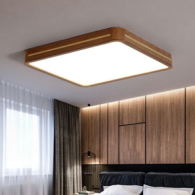 Walnut Wood Ceiling Light Flush Mount Geometric Flush Mount Light for Bedroom
