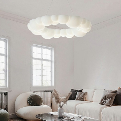 White Hanging Lamp Minimalist Style Plastic Chandelier Pendant Light for Bedroom