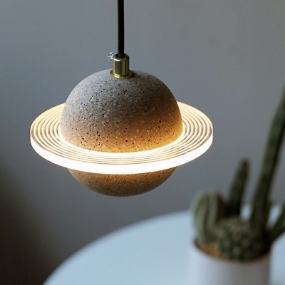 1-Light Pendant Lighting Minimalist Style Globe Shape Stone Warm Light Ceiling Lamp