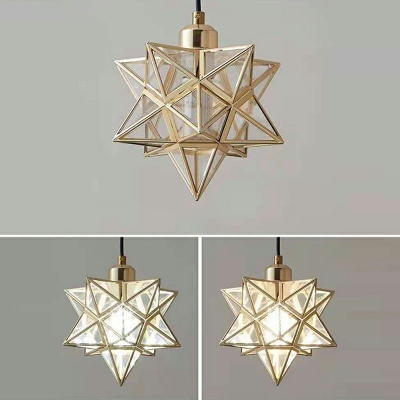 1 Light Star Pendant Lighting Modern Style Metal Hanging Lamp in Gold