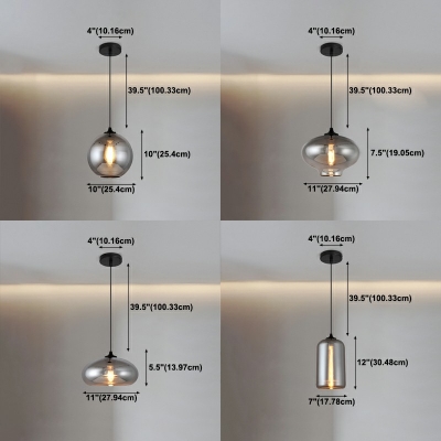 1 Light Triangle Pendant Lighting Modern Style Smoke Glass Pendant Light Fixture in Smoke