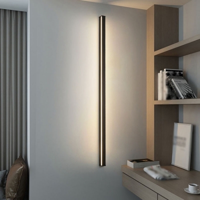 1-Light Wall Light Fixture Contemporary Style Linear Shape Metal Vanity Sconce