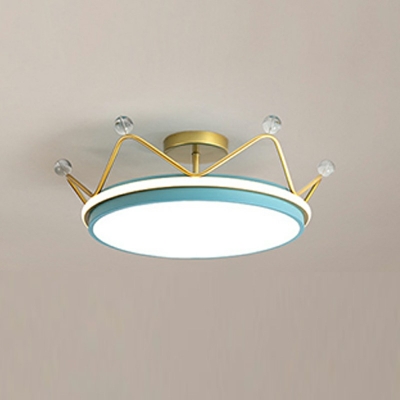 2-Light Ceiling Mount Chandelier Contemporary Style Crown Shape Metal Semi Flush Light Fixtures