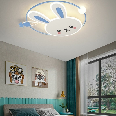 2-Light Flush Mount Lighting Contemporary Style Rabbit Shape Metal Ceiling Mounted Light