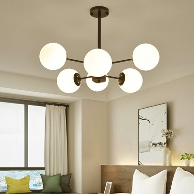 6-Light Suspension Light Minimalist Style Globe Shape Glass Ceiling Hung Fixture