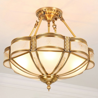 Brass Dome Shape Ceiling Mount Light Elegant Metal Flush Mount Light for Living Room